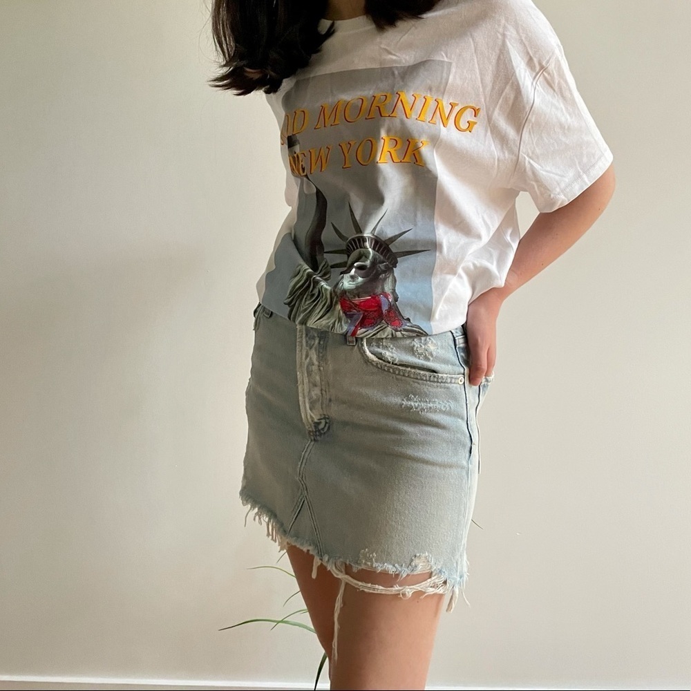 NWT  AGOLDE Quinn High Rise Cutoff Denim Miniskirt 27
